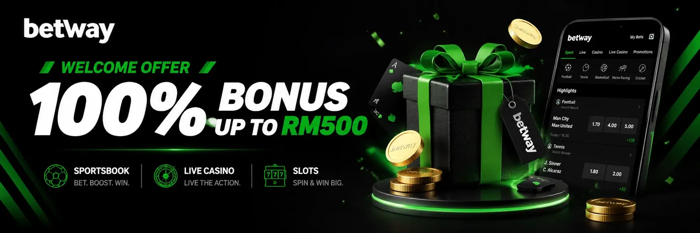 Welcome Offer — 100% bonus up to RM500. Create an account, make a qualifying deposit, and review the current bonus conditions.